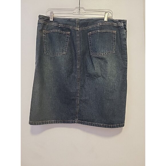 Old Navy Womens Blue Jean Denim Short Skirt Size Cotton Front Slit - Picture 7 of 8